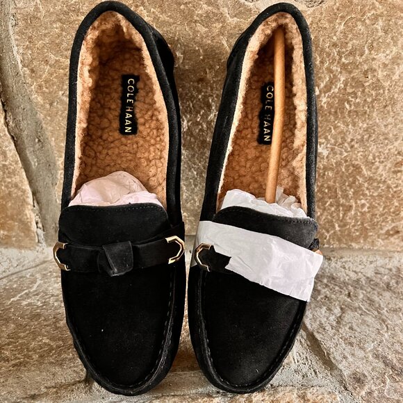 Cole Haan Evelyn driver black shearling 7 - Picture 1 of 5